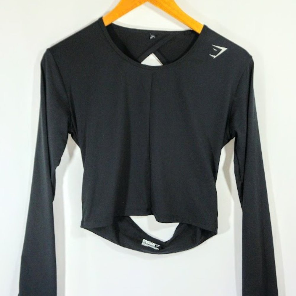 NWOT Gymshark x Nikki B Back Drop Crop Top Blk LG